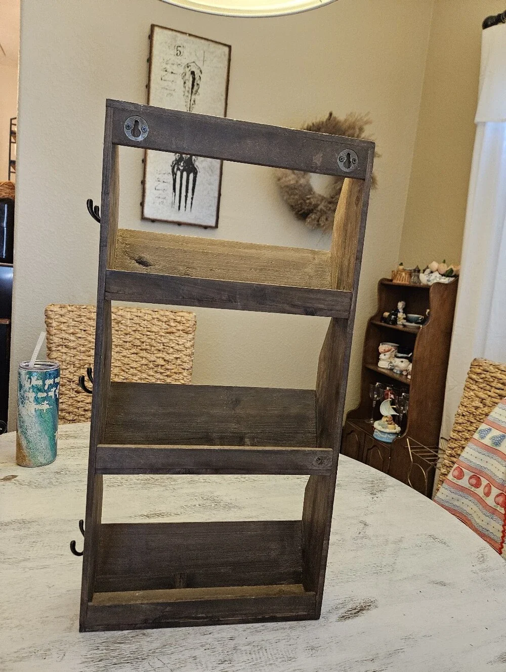 Rustic 3-Tier Wood Shelf Organizer in Dark Brown